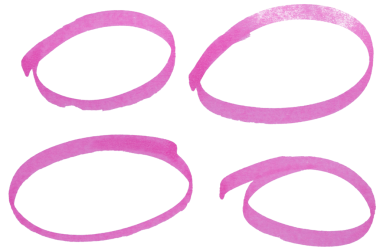 Şeffaf arkaplan üzerindeki pembe vurgulama çemberleri dizayn ögelerini keser