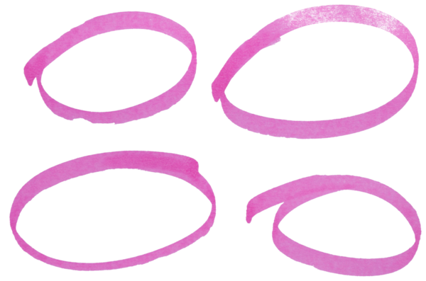 Şeffaf arkaplan üzerindeki pembe vurgulama çemberleri dizayn ögelerini keser