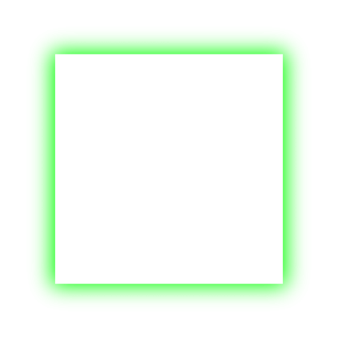 Yeşil neon parlayan kare çerçeve şeffaf arkaplanda izole edildi
