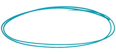 El çizimi mavi işaret çember çizimi, vurgulamak için soyut mürekkep oval vuruş, vurgu, altı çizili, iş notu, karalama tasarımı, izole edilmiş yuvarlak element