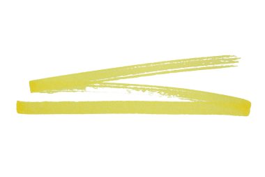 Beyaz arkaplanda sarı işaretli zigzag fırça darbeleri izole edildi
