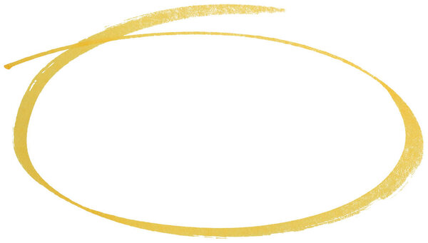 Hand drawn yellow marker circle sketch, abstract ink oval stroke for highlight, emphasis, underline, business note, doodle design, isolated simple round shape element