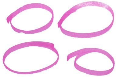 Beyaz arkaplanda izole edilmiş pembe vurgulama çemberleri dizayn ögelerini kes