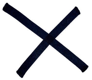 İşaretli fırça darbeleriyle el çizimi siyah haç işareti, yanlış seçim için soyut mürekkep X sembolü, hata, iptal, reddetme, karalama çizimi basit işaret tasarımı ögesi