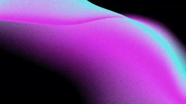 Abstract pink and blue glowing light wave with grainy texture and motion blur effect on black background
