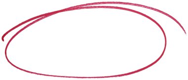 El çizimi kırmızı işaret çember çizimi, vurgulamak için soyut mürekkep oval vuruş, vurgu, altı çizili, iş notu, karalama tasarımı, izole edilmiş yuvarlak element