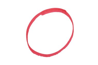 El çizimi kırmızı işaret çember çizimi, vurgulamak için soyut mürekkep oval vuruş, vurgu, altı çizili, iş notu, karalama tasarımı, izole edilmiş yuvarlak element