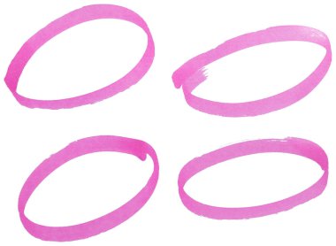 Beyaz arkaplanda izole edilmiş pembe vurgulama çemberleri dizayn ögelerini kes