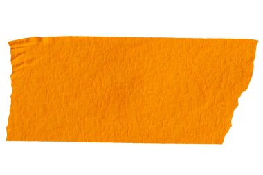 Yırtılmış kağıt yapıştırıcı turuncu maskeleme bandı beyaz arka planda izole edilmiş, washi bant tasarımı ögesi