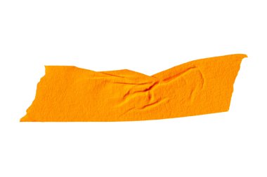 Yırtılmış kağıt yapıştırıcı turuncu maskeleme bandı beyaz arka planda izole edilmiş, washi bant tasarımı ögesi