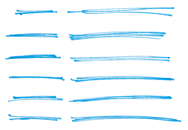 Set of blue hand drawn marker pen stroke line transparent background design element doodle scribble underline