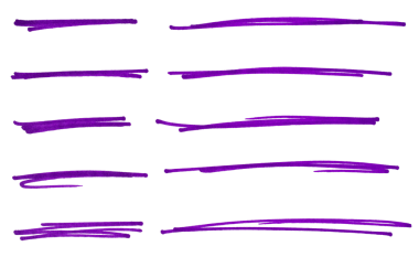 Mor el işaretleyici çizgili kalem çizgisi şeffaf arkaplan tasarımı ögesi karalama çizimi altı çizili