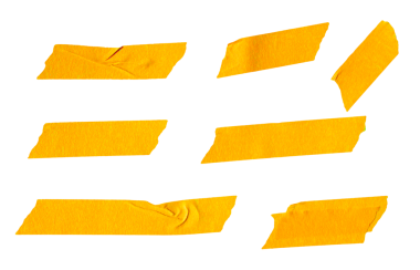 Şeffaf arka planda yırtık kağıt yapıştırıcı turuncu maske bandı.