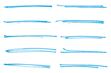 Set of blue hand drawn marker pen stroke line transparent background design element doodle scribble underline