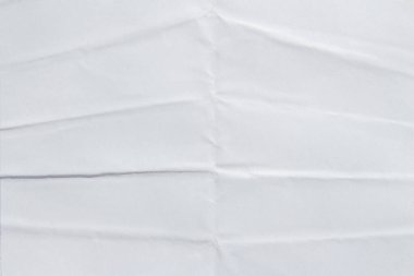 Buruşmuş beyaz yapıştırılmış kağıt poster maketi dokusu arka planı