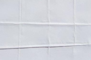 Buruşmuş beyaz yapıştırılmış kağıt poster maketi dokusu arka planı