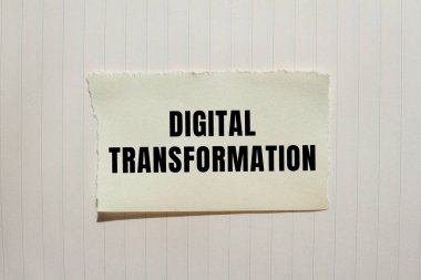 Digital Transformation message written on ripped torn paper background. Conceptual Digital Transformation symbol. Copy space.