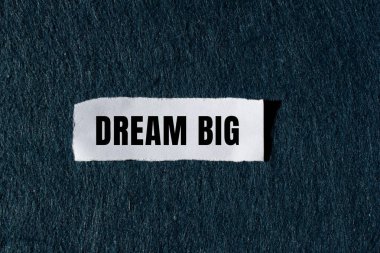 Dream Big message written on ripped torn paper background. Conceptual Dream Big symbol. Copy space.