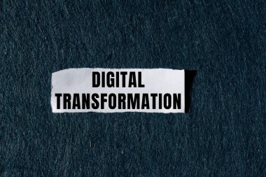 Digital Transformation message written on ripped torn paper background. Conceptual Digital Transformation symbol. Copy space.