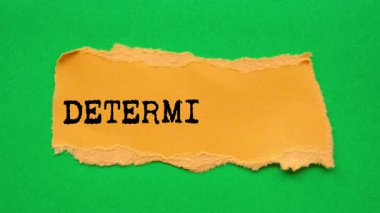 Determination message written on ripped torn paper background. Conceptual Determination symbol.