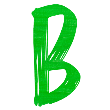 Şeffaf arkaplanda yeşil fırça vuruş harfi B