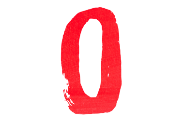 Kırmızı fırça darbesi O harfi şeffaf arkaplanda