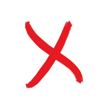 Grunge kırmızı çarpı x harfi vektör çizim elementi