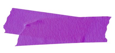 Yırtılmış kağıt yapıştırıcı mor maskeleme bandı beyaz arkaplanda izole edildi