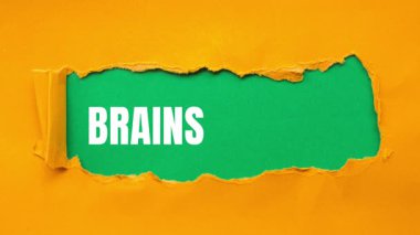 Brainstorming message written on ripped torn paper background