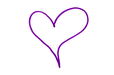 Purple heart drawn with marker on transparent background