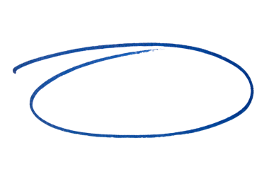 Şeffaf arkaplanda mavi işaretli yuvarlak karalama