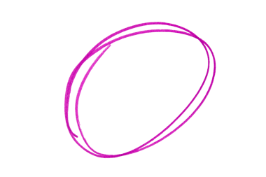 Şeffaf arkaplanda mor işaretli yuvarlak karalama