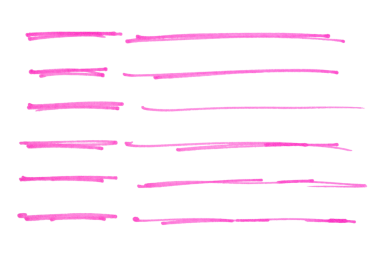 El çizimi pembe işaret çizgisi tasarım ögesi, grunge vuruşları, karalama çizgileri altı çizili