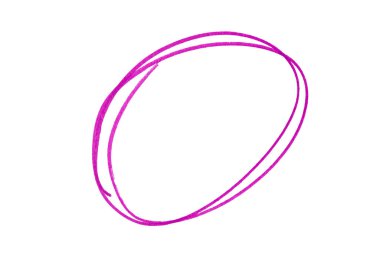 Beyaz arkaplanda mor işaretli yuvarlak karalama