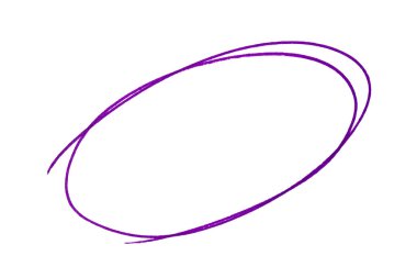 Beyaz arkaplanda mor işaretli yuvarlak karalama