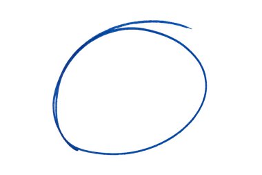 Yuvarlak karalama beyaz arkaplanda mavi işaretle çizildi