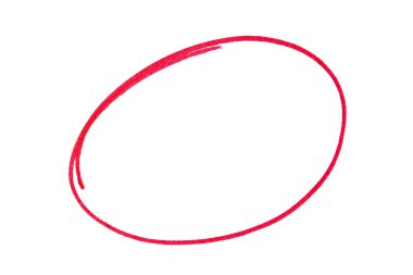 Yuvarlak karalama beyaz arkaplanda kırmızı işaretle çizildi