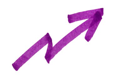 Beyaz arkaplanda mor işaretli bir ok işareti