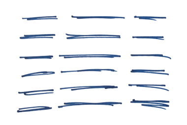 Set of blue hand drawn marker pen stroke line transparent background design element doodle scribble underline