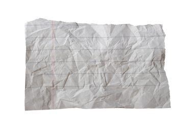 Buruşuk Yırtık Çizgili Not Defteri Kağıdı Kırışıklıkları Şeffaf Arkaplanda İzole