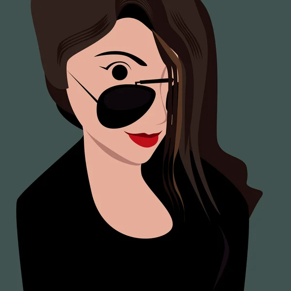 Mujer cara con los ojos de botón — Vector de stock