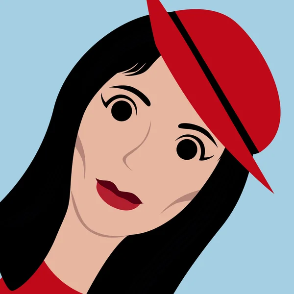 Mujer cara con los ojos de botón — Vector de stock