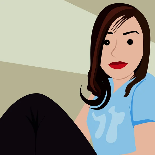 Mujer cara con los ojos de botón — Vector de stock