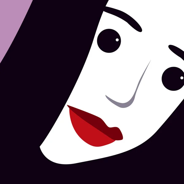 Femme visage avec des yeux de bouton — Image vectorielle