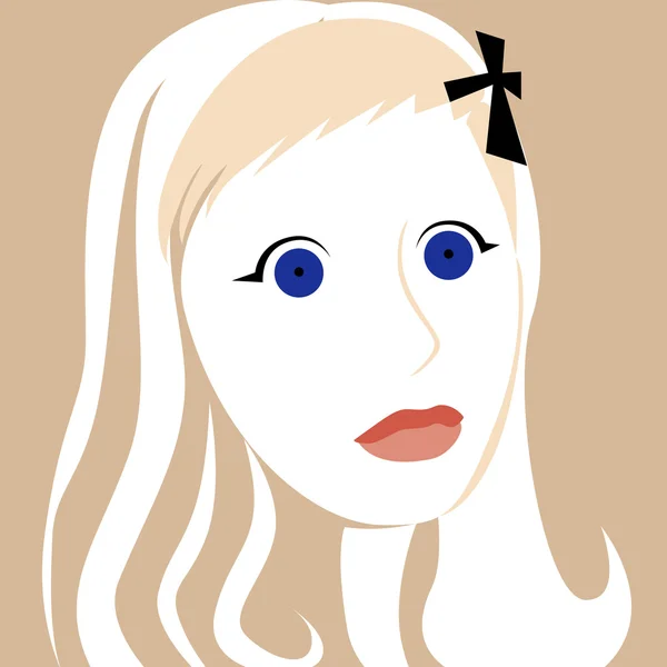 Chica cara blanca con fondo marrón — Vector de stock