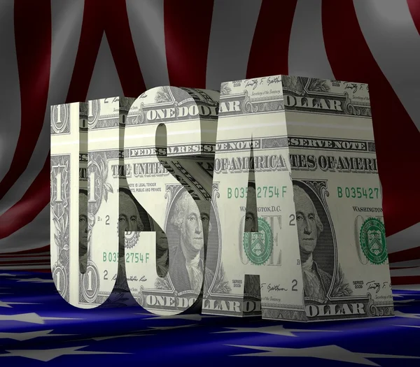 Etats-Unis mot 3d dollar flag — Photo