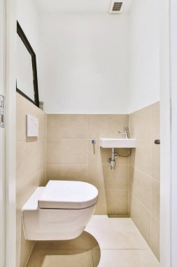 Küçük lavabolu basit tuvalet.