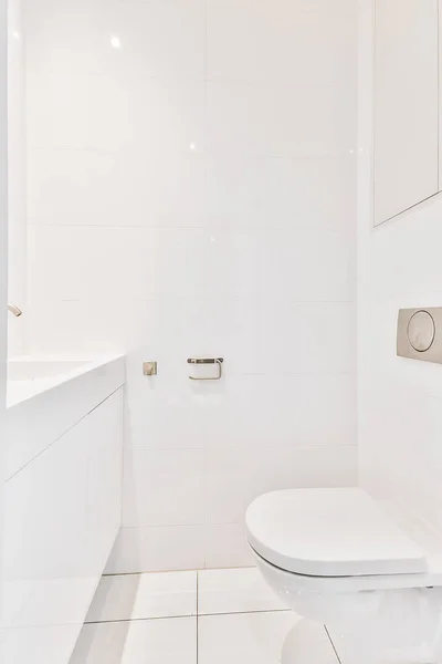 Білий інтер'єр туалету та раковини — стокове фото