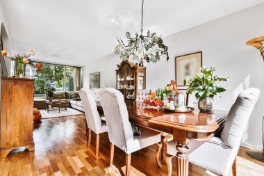 Elegant dining table in light room