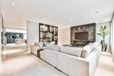 Yumuşak mobilyalı modern oturma odası